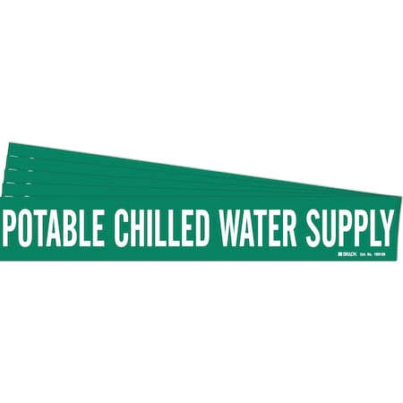 Brady POTABLE CHILLED WATER SUPPLY Pipe Marker Style 1 White on Green 1 per Card, 5 PK 106136-PK